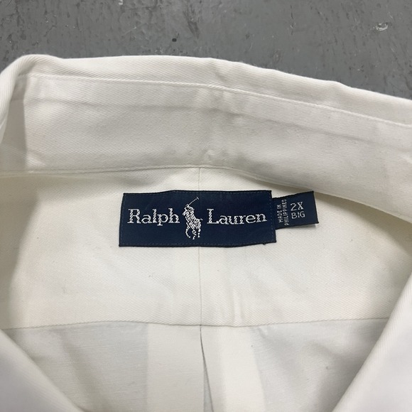 Ralph Lauren Long Sleeve Button-down Shirts 2XB BIG Solid White Cotton Blue Pony - Picture 6 of 11